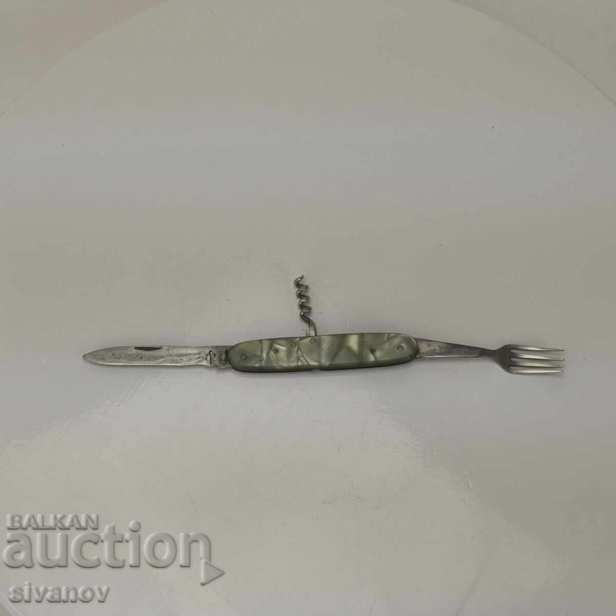 Старо българско джобно ножче с вилица ТЕРВЕЛ #5995 Старо българско джобно ножче с вилица ТЕРВЕЛ #5995