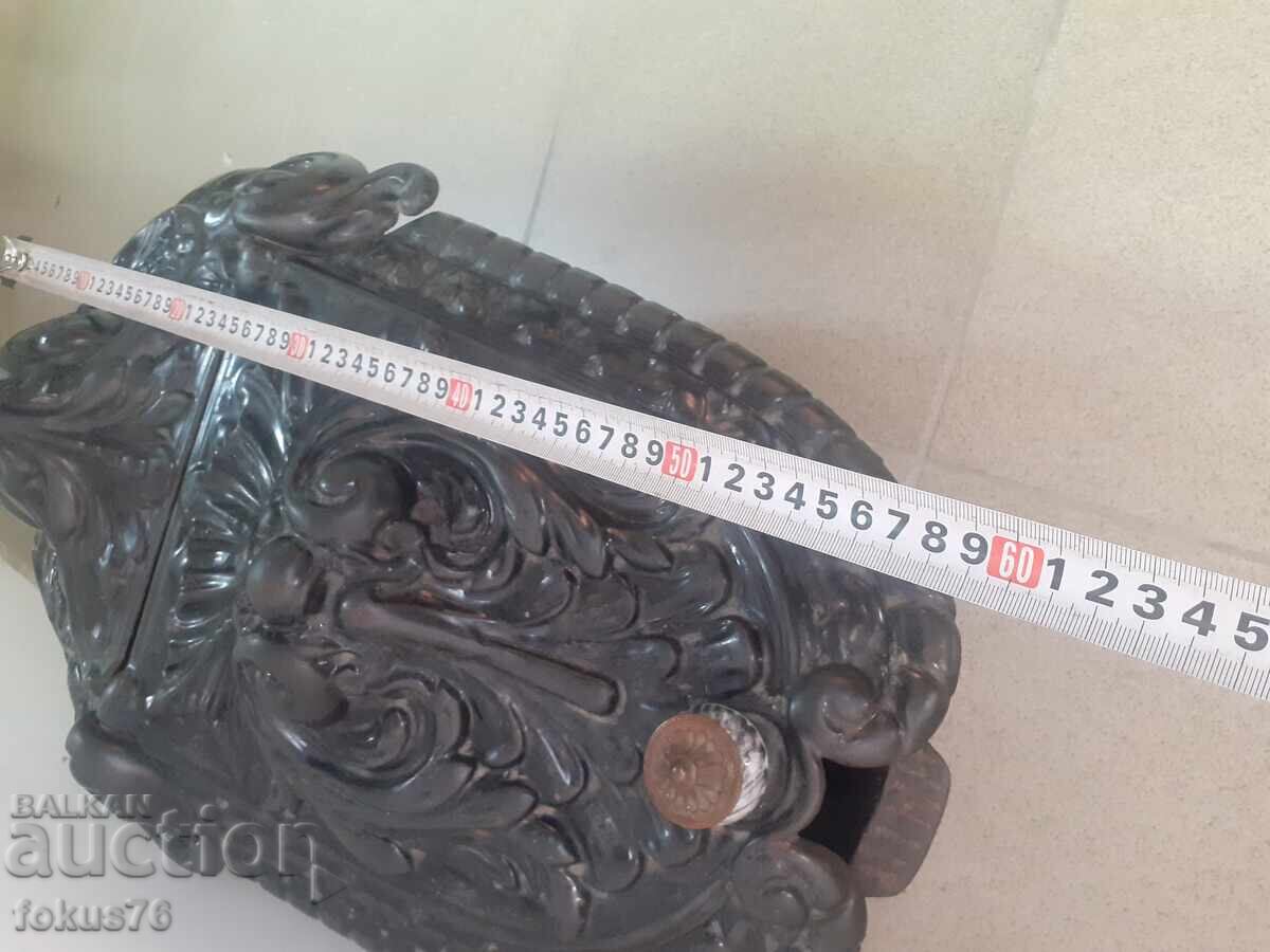 Large old baroque enameled brazier stove cast iron - 6