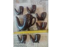 Set de servire pentru rachiu din ceramică glazurată ȘATRA HAN KRUM