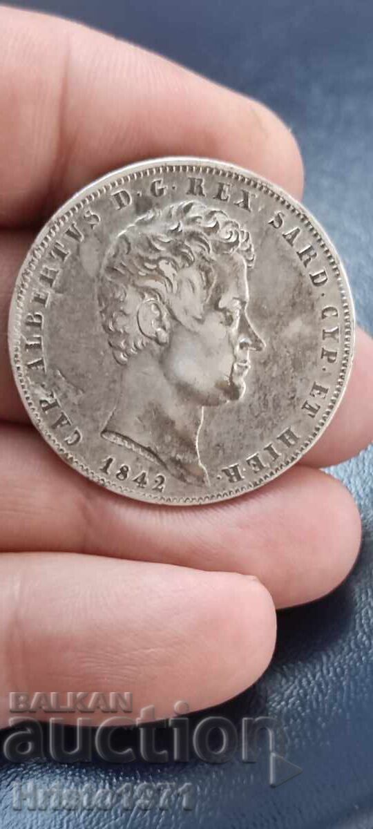 5 lira 1842 Sardinia