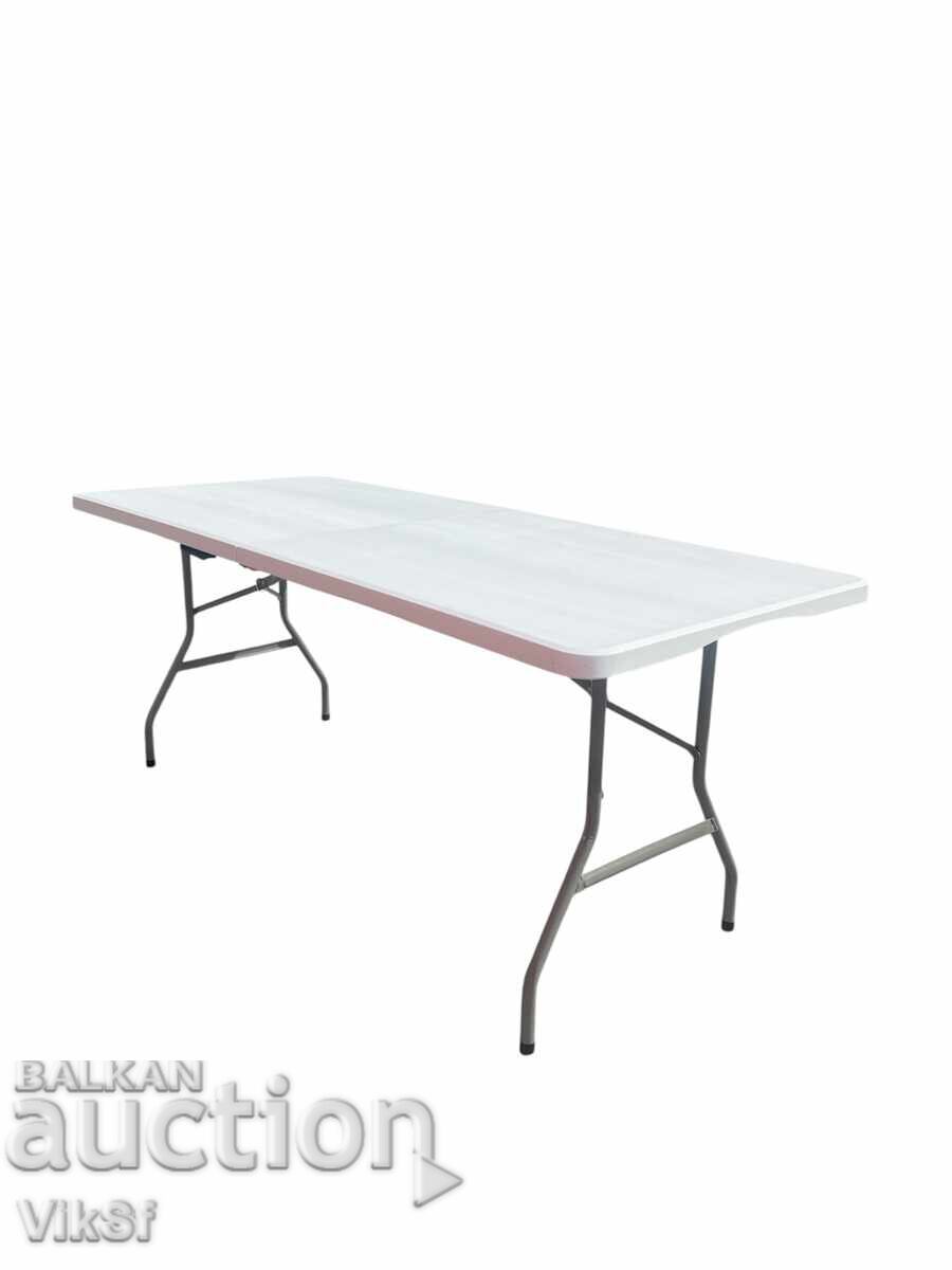 Folding table for camping or garden, suitcase type, 180x74x74