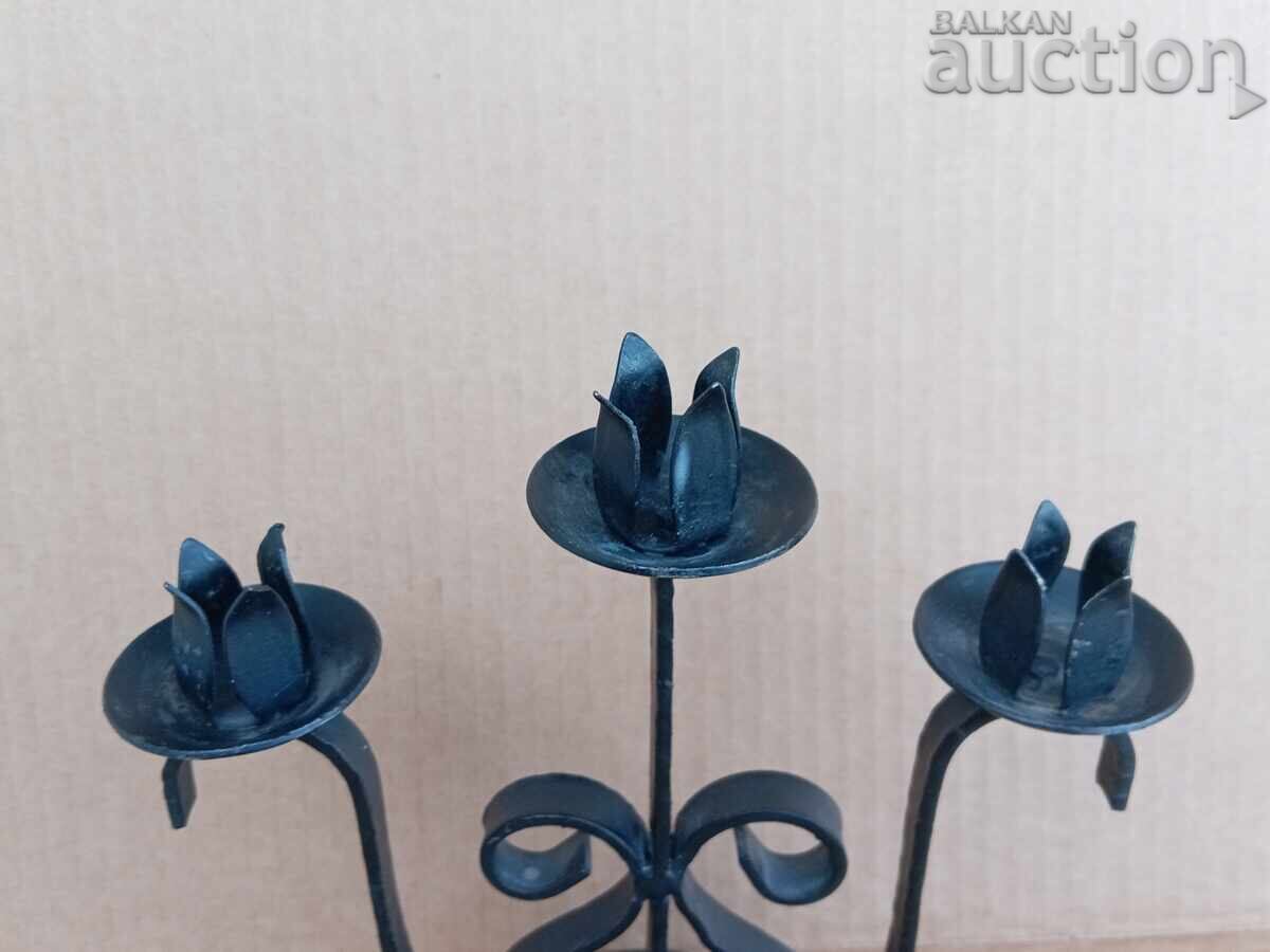 Antique iron handmade candlestick lamp trio with price 21.00 BGN | € 10.74