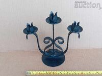 Trio de lămpi de sfeșnic din fier antic, lucrat manual