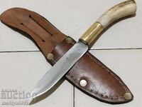 Cuțit de vânătoare cu teacă, mâner din corn de cerb
