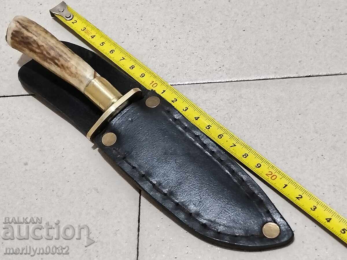 Hunting and tourist knife with sheath, deer antler handle BTS - 6 Hunting and tourist knife with sheath, deer antler handle BTS - 6