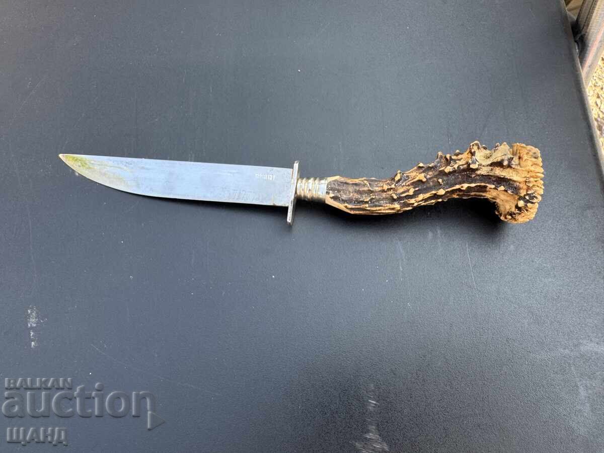 Аукцион Rosterei Стар ловен нож дръжка от рог и кания