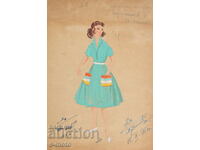 Pictură guașă scenografie, balet, proiect de costume 1961