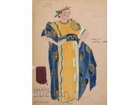 Pictură guaj scenografie, balet, proiect pentru costume