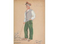 Pictură guașă scenografie, balet, proiect de costume 1961