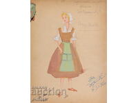 Pictură guașă scenografie, balet, proiect de costume 1961