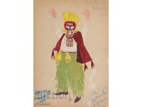 Pictură guașă scenografie, balet, proiect de costume 1961