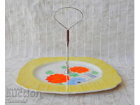 Porcelain tray with metal handle