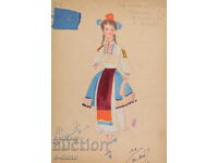 Pictură guașă scenografie, balet, proiect de costume 1961