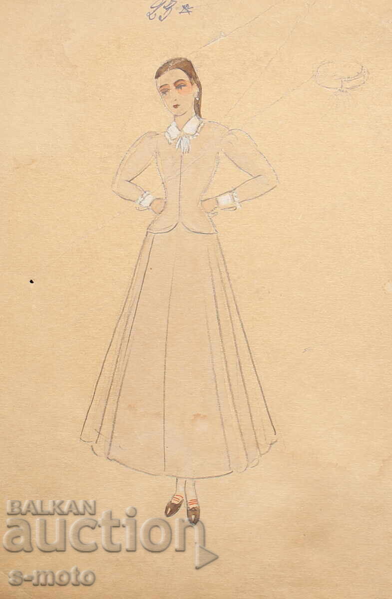 Pictură guaj scenografie, balet, proiect pentru costume