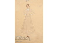 Pictură guaj scenografie, balet, proiect pentru costume