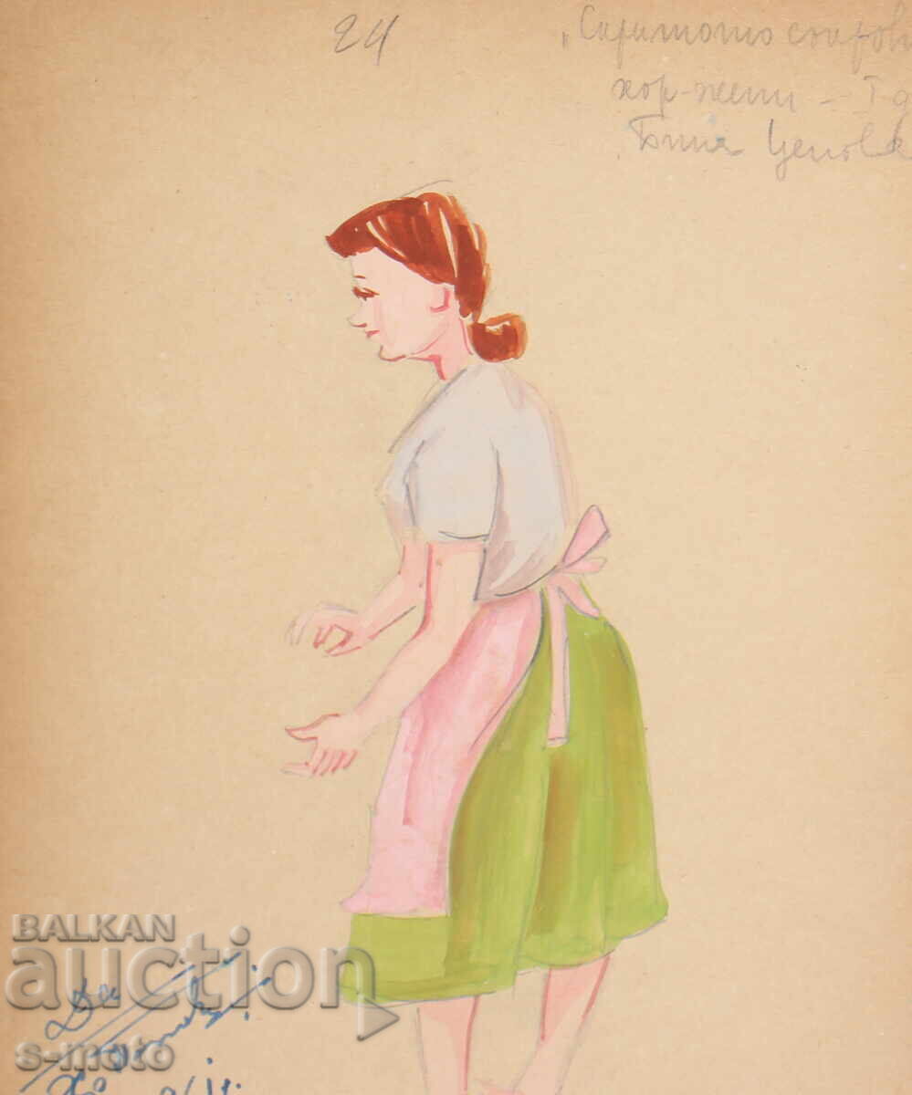 Картина гваш сценография, балет, проект за костюми 1961г. - 5