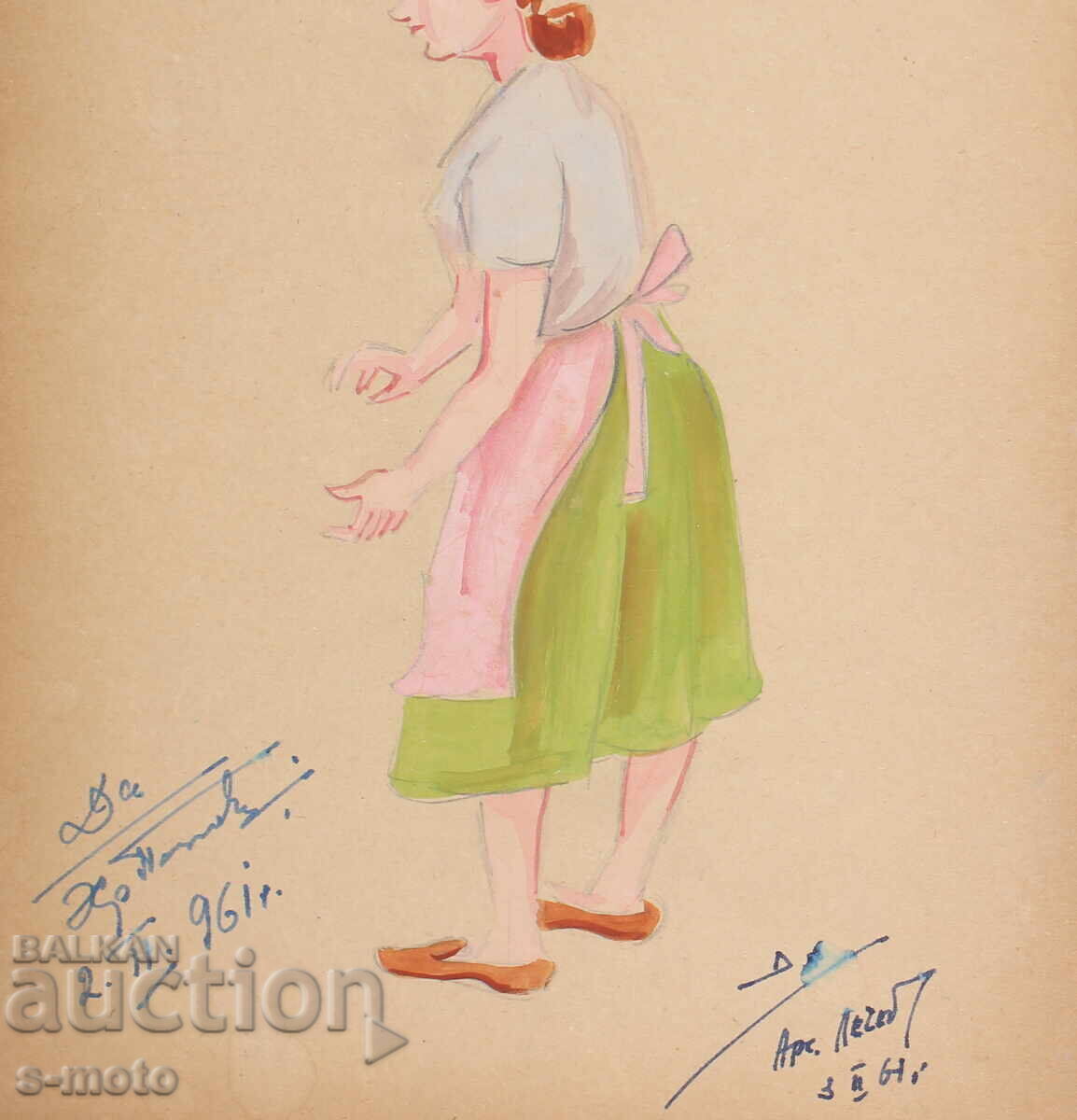 Картина гваш сценография, балет, проект за костюми 1961г. - 6