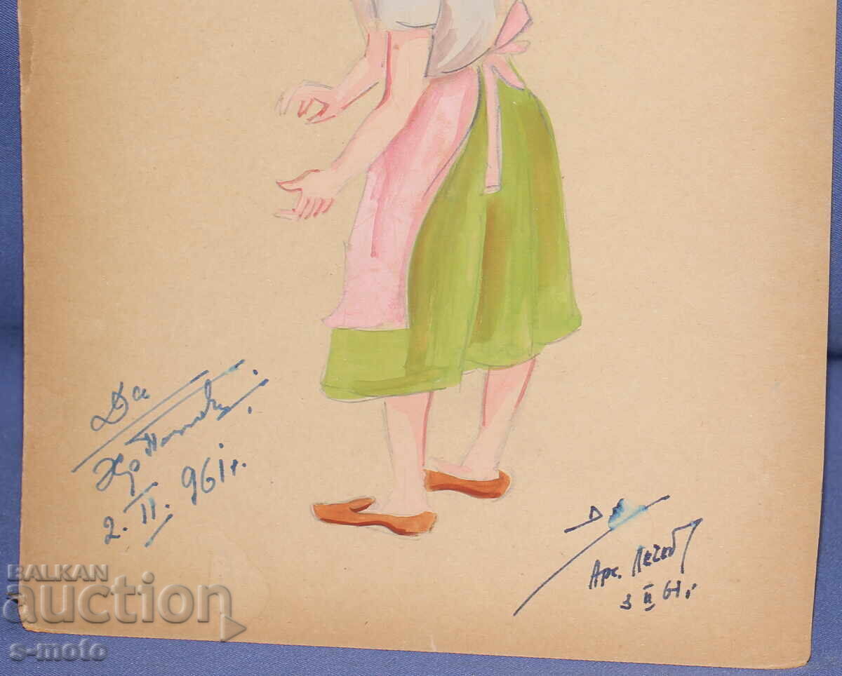 Картина гваш сценография, балет, проект за костюми 1961г. - 7