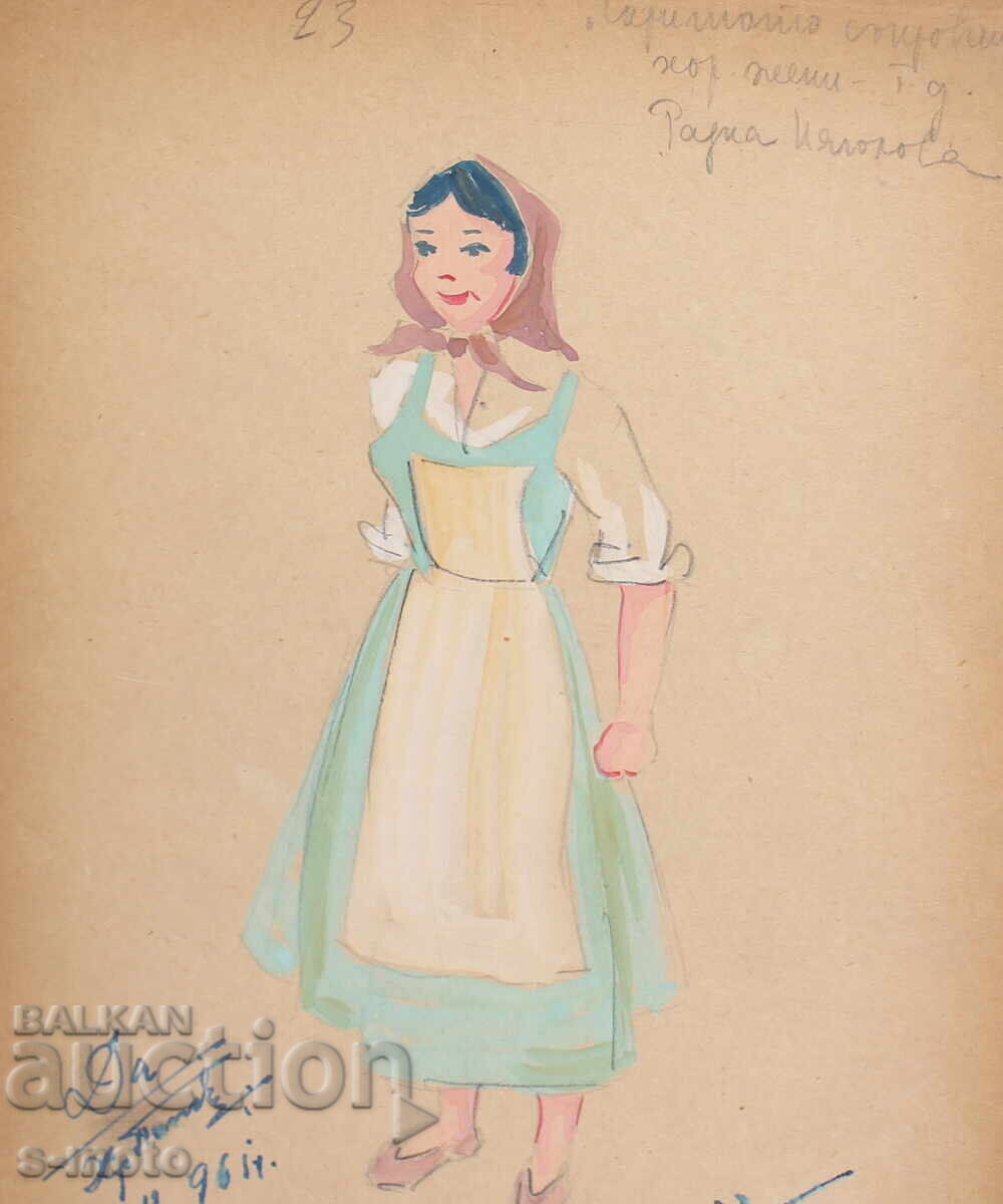 Pictură guașă scenografie, balet, proiect de costume 1961 - 5