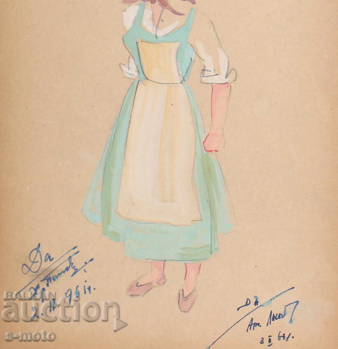 Pictură guașă scenografie, balet, proiect de costume 1961 - 7