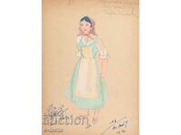 Pictură guașă scenografie, balet, proiect de costume 1961