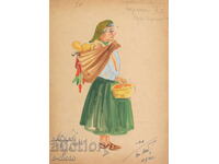 Pictură guașă scenografie, balet, proiect de costume 1961