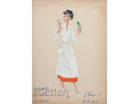 Γκουάς ζωγραφική σκηνογραφία, μπαλέτο, σχέδιο κοστουμιών 1958