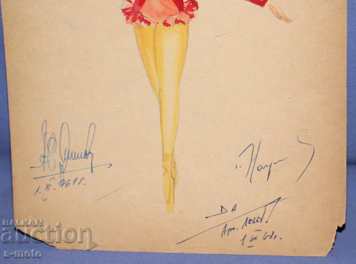 Pictură guașă scenografie, balet, proiect de costume 1961 - 7