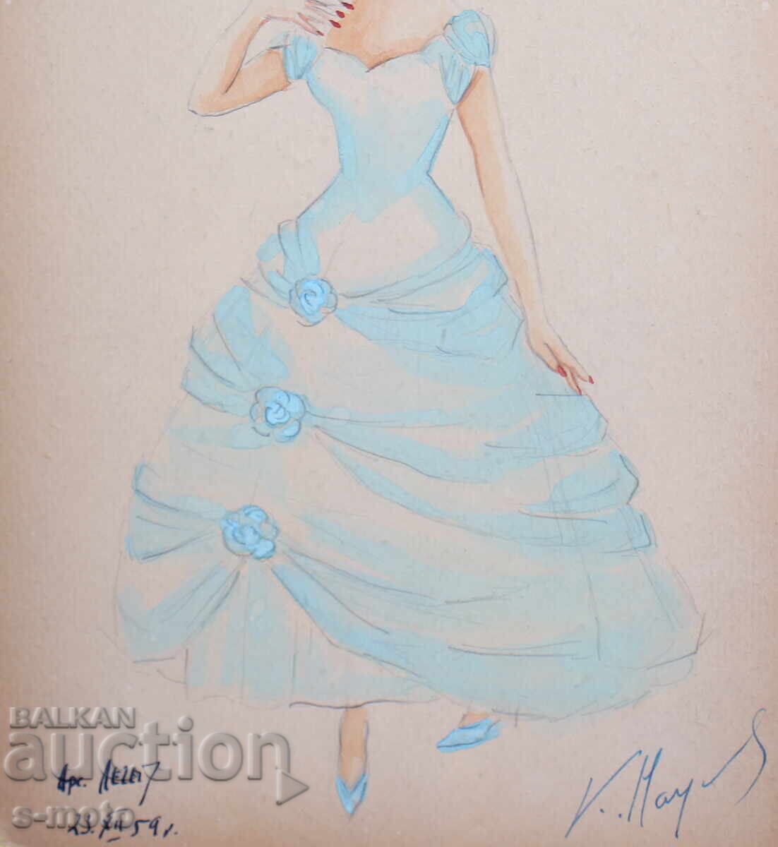 Γκουάς ζωγραφική σκηνογραφία, μπαλέτο, σχέδιο κοστουμιών 1954 - 5