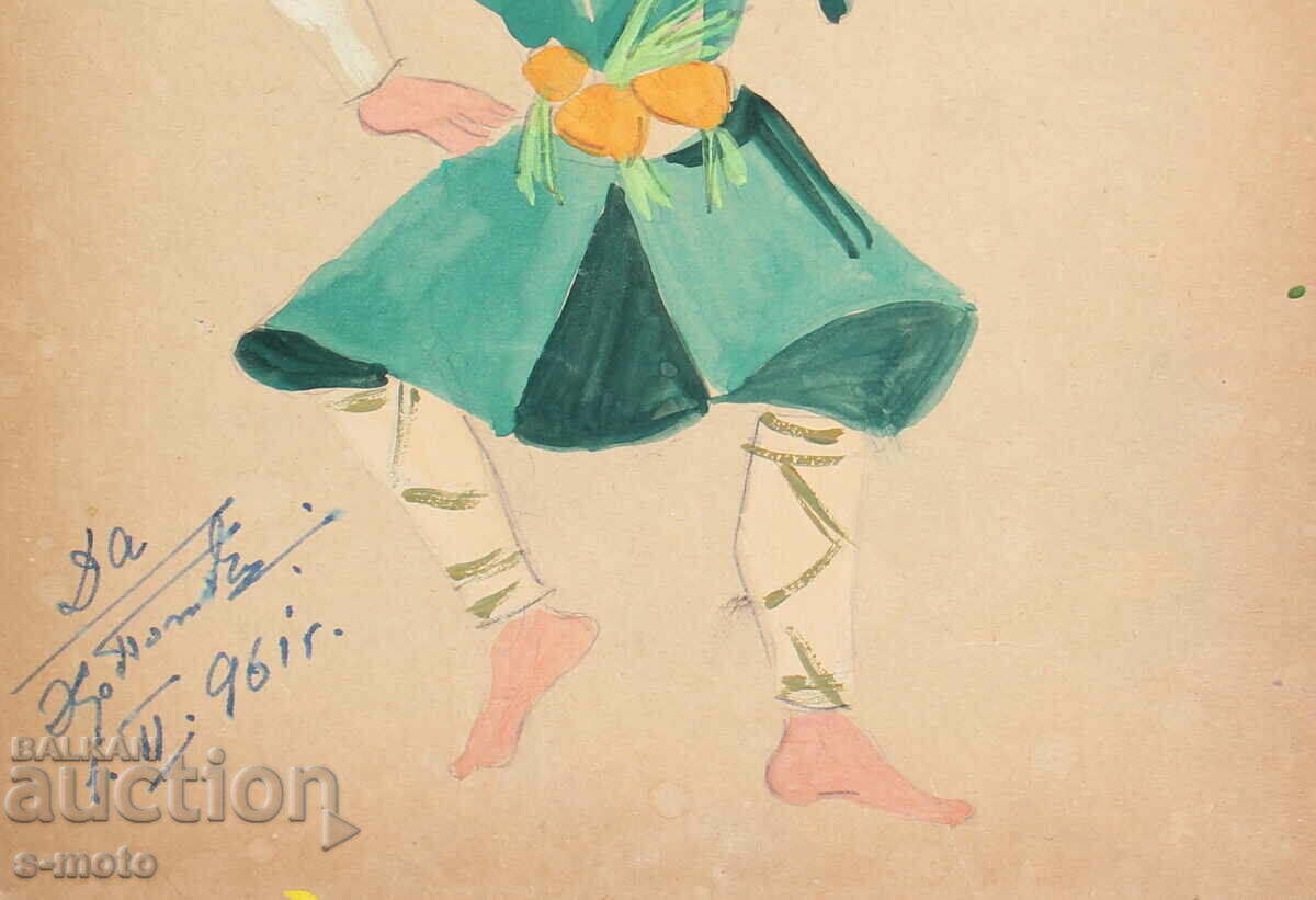 Gouache painting, stage design, ballet, costume design project, 1961 - 6