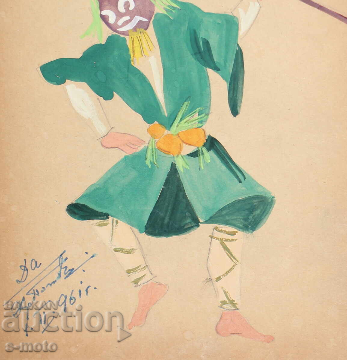 Gouache painting, stage design, ballet, costume design project, 1961 - 7