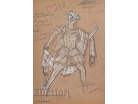 Gouache painting, stage design, ballet, costume design project