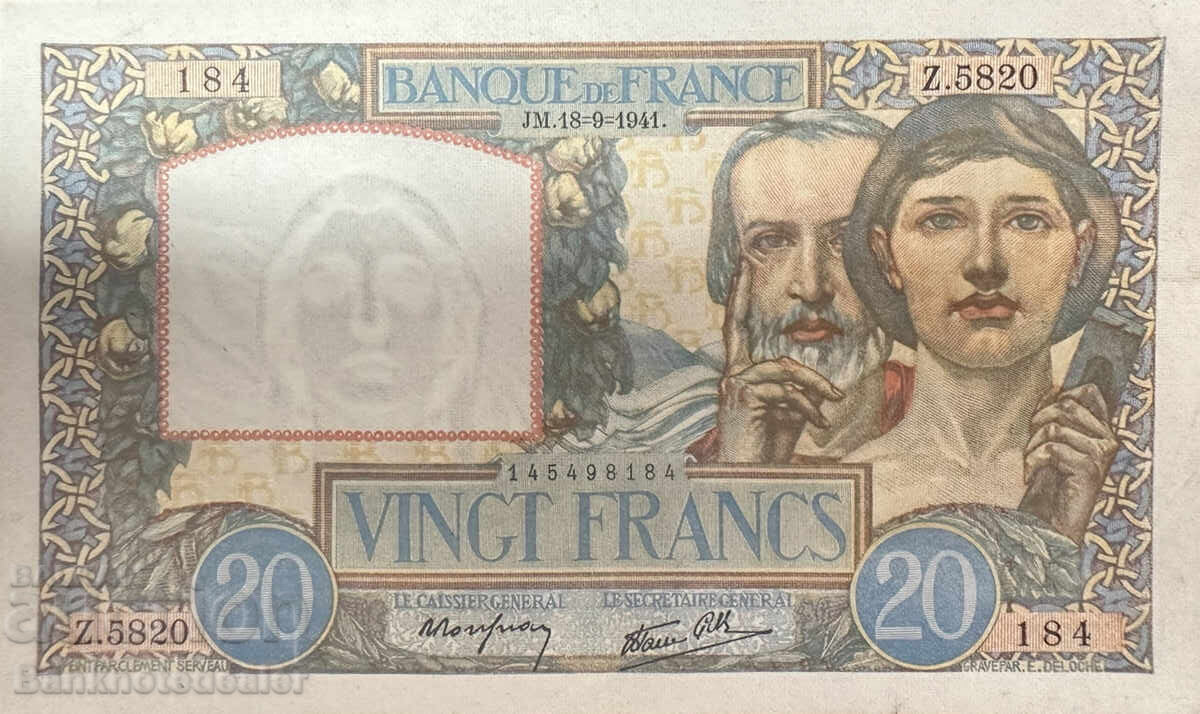 Livrarea Franta 20 Franci 1941 Pick 92b Ref 8184 Livrarea Franta 20 Franci 1941 Pick 92b Ref 8184