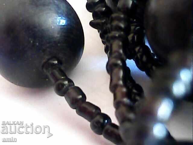 Παλιό κολιέ 3 σειρών με χάντρες και μεγάλα φυσικά πέτρες - 5