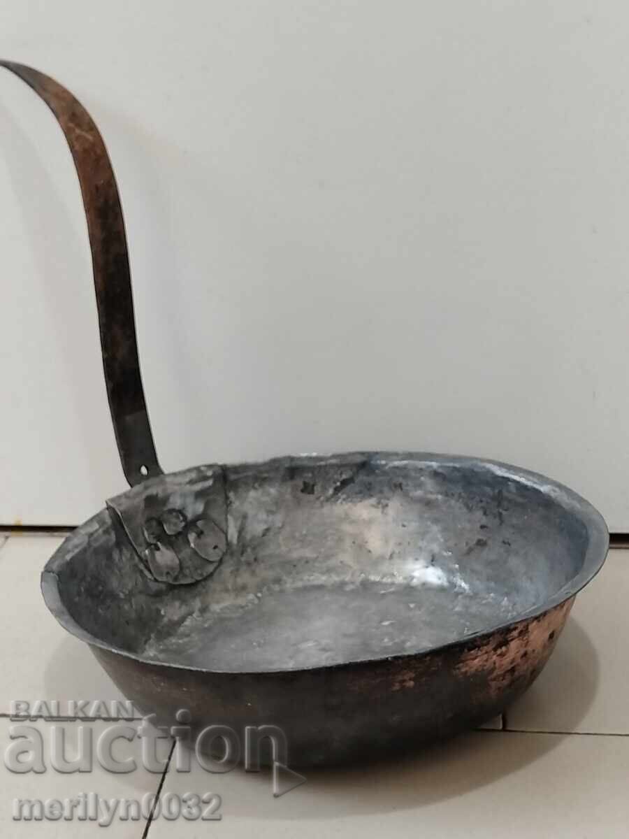 Παλιό χάλκινο ταψί, χαλκός, δίσκος, χάλκινο δοχείο - 6