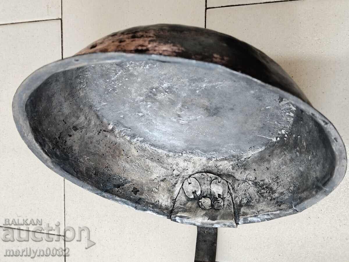 Παλιό χάλκινο ταψί, χαλκός, δίσκος, χάλκινο δοχείο - 7