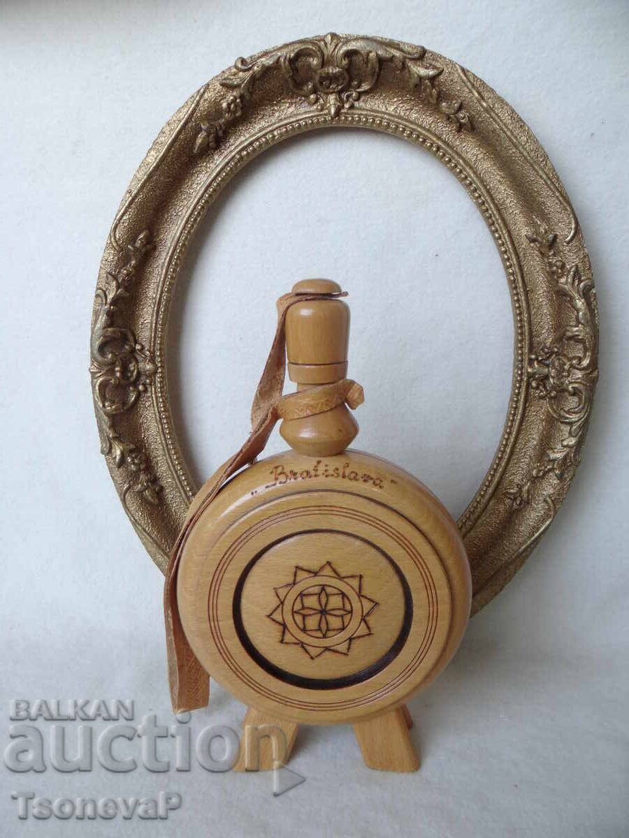Wooden carved flask, made in the former Czechoslovakia Wooden carved flask, made in the former Czechoslovakia