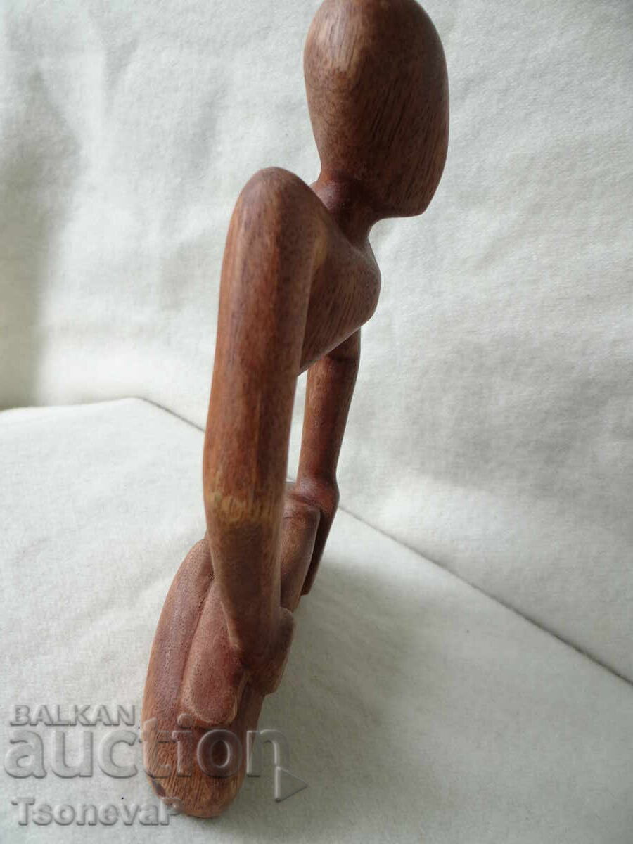 Wayne Rendall Carved Wood Figurine "The Thinker" - 7 Wayne Rendall Carved Wood Figurine "The Thinker" - 7