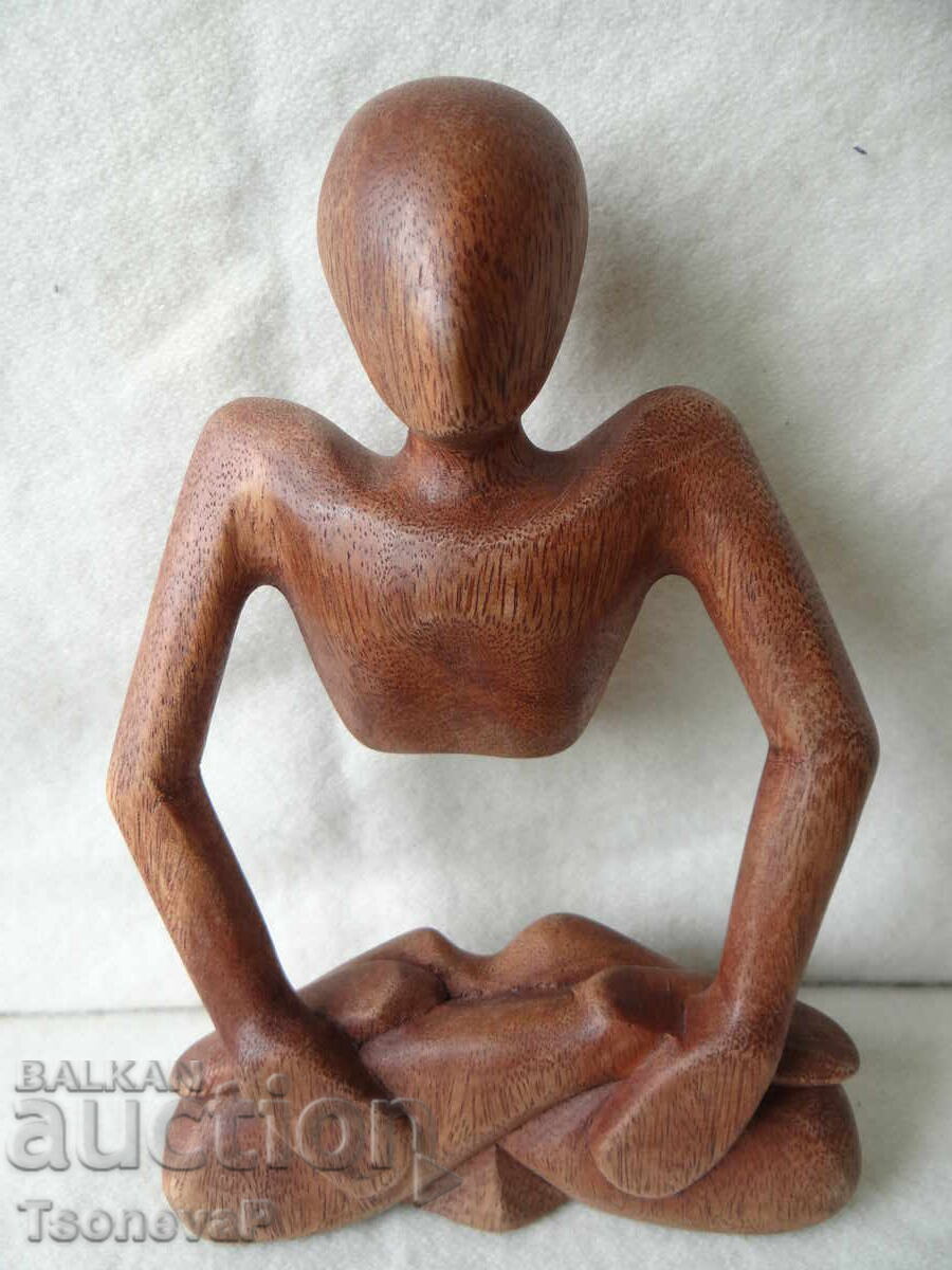 Wayne Rendall Carved Wood Figurine "The Thinker" Wayne Rendall Carved Wood Figurine "The Thinker"