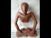 Wayne Rendall Carved Wood Figurine "The Thinker"