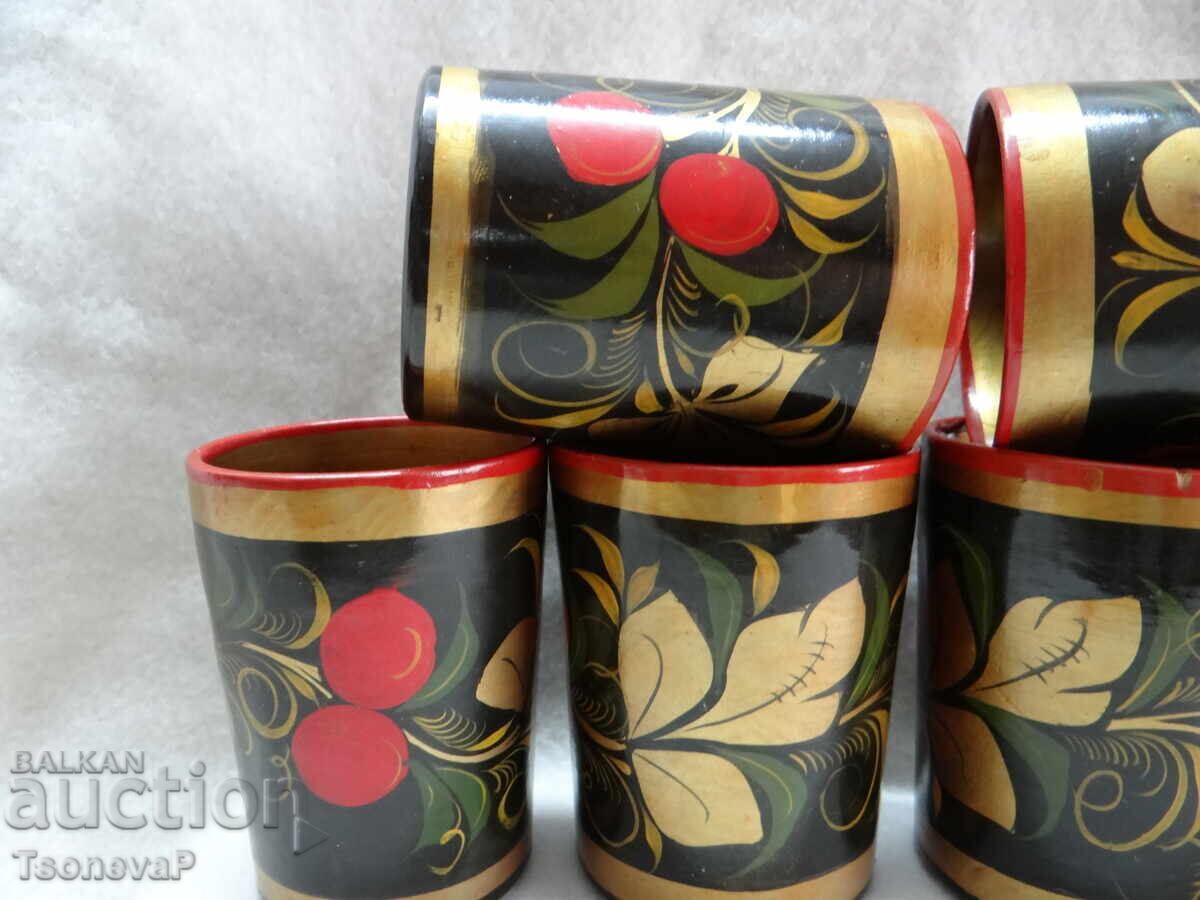 Wooden Russian Cups, Khokhloma with price 20.00 BGN | € 10.23 Wooden Russian Cups, Khokhloma with price 20.00 BGN | € 10.23