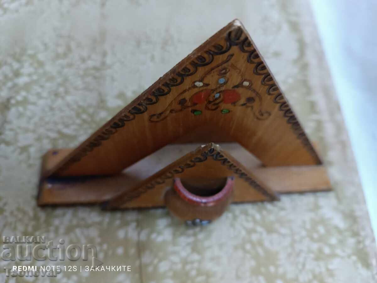 Double wooden napkin holder with 2 toothpick holders - 5 Double wooden napkin holder with 2 toothpick holders - 5