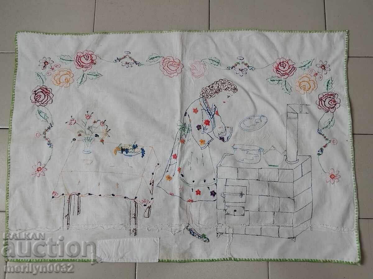 Σταρό κεντημένο χαλί τοίχου για κουζίνα, πανοραμικό χαλί - 7