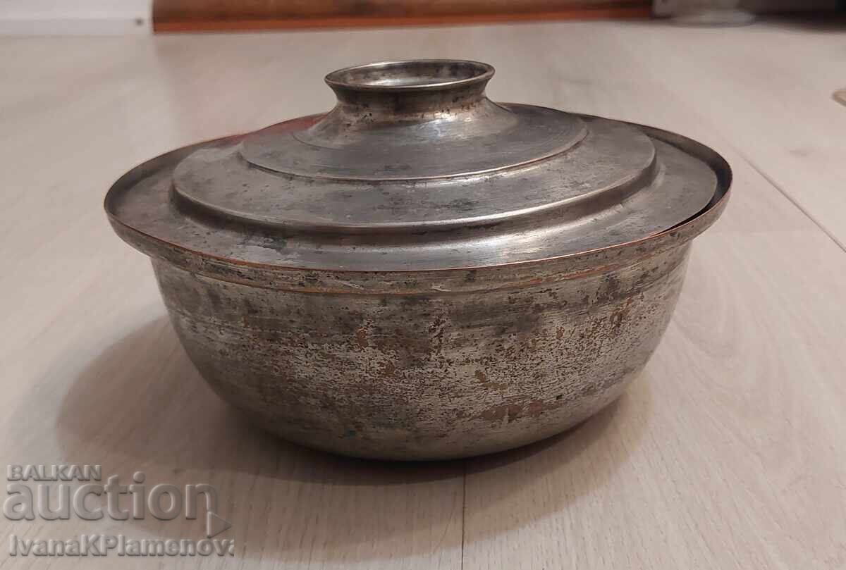 Auction  Copper retro cup with lid for connoisseurs