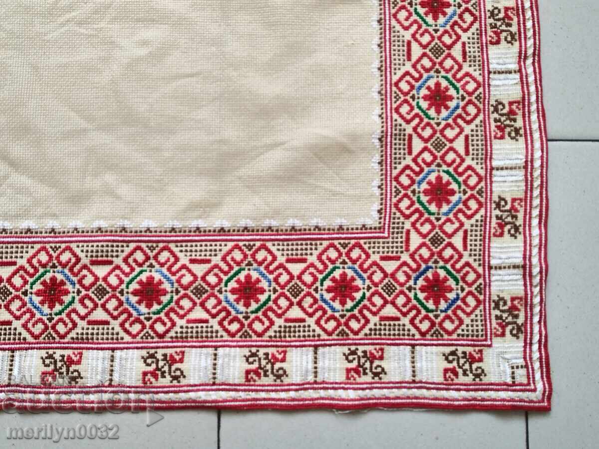 Δημοπρασία Παλαιό χειροποίητο κέντημα κάλυμμα καρέ διακόσμηση κέντημα