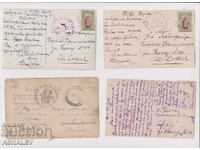 1917 4 bucăți CĂRȚI POȘTALE CENZURATE