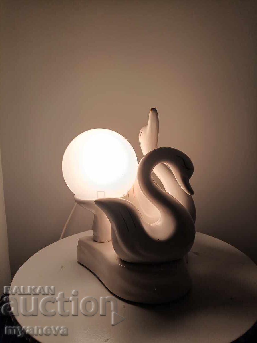 Porcelain, old table lamp with loving swans from the Socialist era with price 60.00 BGN | € 30.68