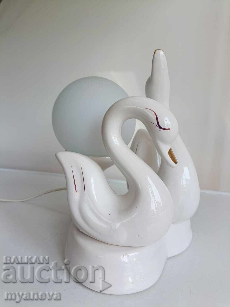 Porcelain, old table lamp with loving swans from the Socialist era - 6
