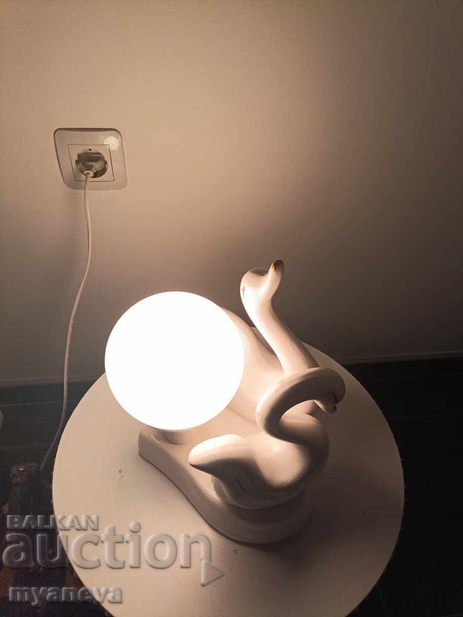 Porcelain, old table lamp with loving swans from the Socialist era - 7