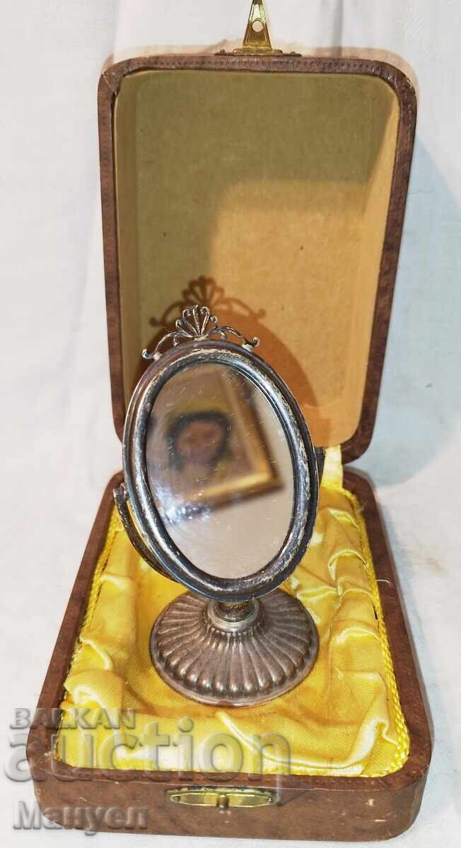 Αντίκα ασημένιο γυναικείο καθρέφτη Art Deco Αντίκα ασημένιο γυναικείο καθρέφτη Art Deco